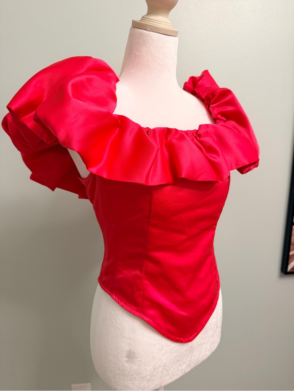 SHEIN Hot Pink Ruffle Off-Shoulder Bustier Top